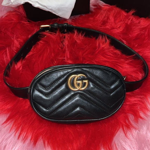 Gucci GG marmont matelasse black Fanny belt bum bag - Picture 5 of 11
